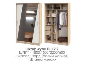 шкаф-купе ПШ-2.9 1500 Норд Белый жемчуг 1500 в Карталах - kartaly.магазин96.com | фото